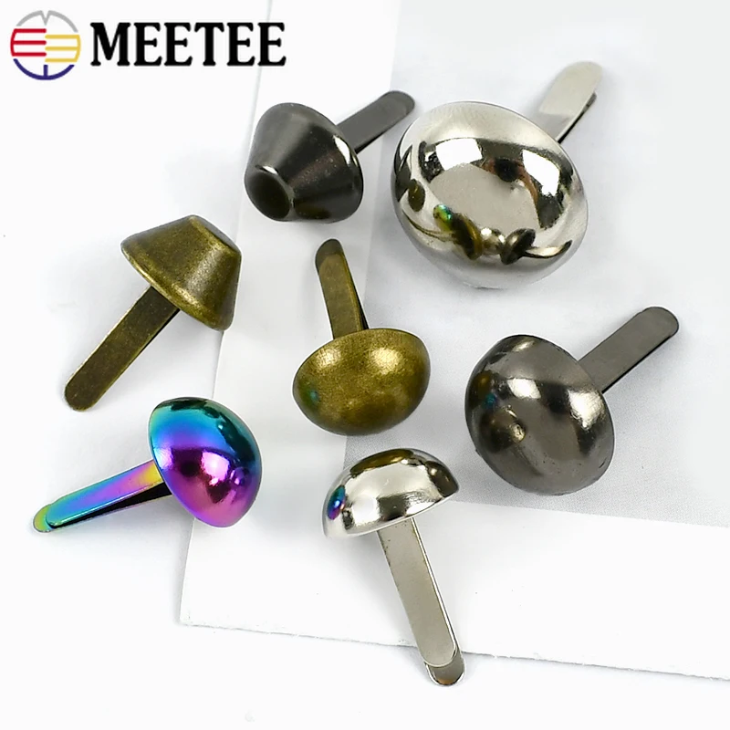 100Pcs 10-15mm Bag Bottom Nails Rivet Metal Buckles Handbag Replace Studs Button Two-legged Rivets DIY Leather Craft Accessories