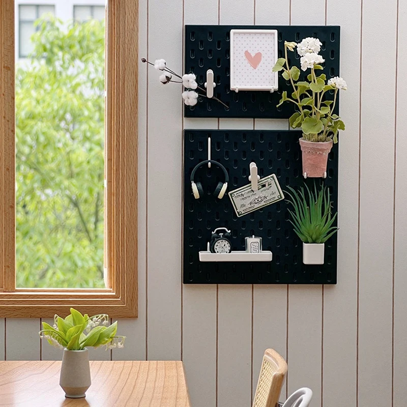 Miniature Furniture Decoration Items Perforated Board Wall Rack DIY Storage Display Furniture Accessories Black