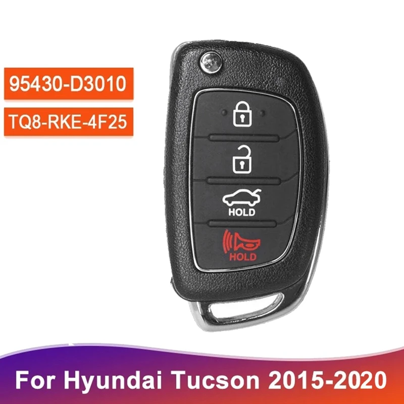 Chave de controle remoto automóvel, chave de carro de 4 botões, ID de freqüência: TQ8-RKE-4F25 para Hyundai Tucson 2015-2020, 95430-D3010 peças