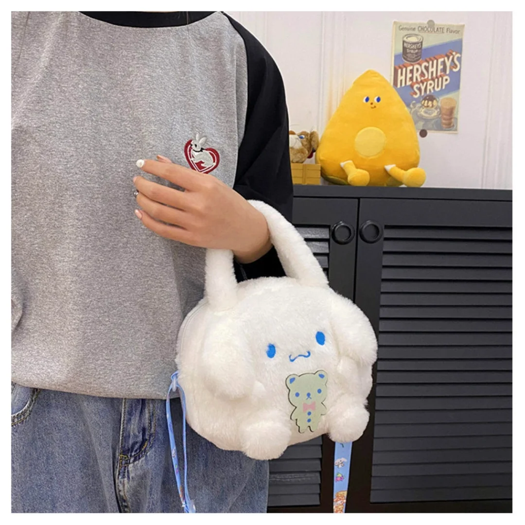 Anime Sanrio Kuromi Capybara Handbag My Melody Cinnamoroll Plush Cosmetic Bag Hello Kitty Travel Storage Bag Women Toy Gifts