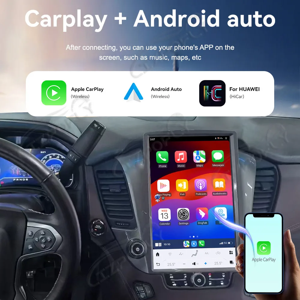 Автомобильные аксессуары 14,5 дюймов Android 13 8 + 256 ГБ для GMC Yukon/Chevrolet Suburban/Tahoe 2014-2020, автомобильный GPS-навигатор, плеер, радио Автомобильные аксессуары 14,5 дюймов Android 13 8 + 256 ГБ для GMC Yukon/Chevrolet Suburban/Tahoe 2014-2020, автомобильный GPS-навигатор, плеер, радио