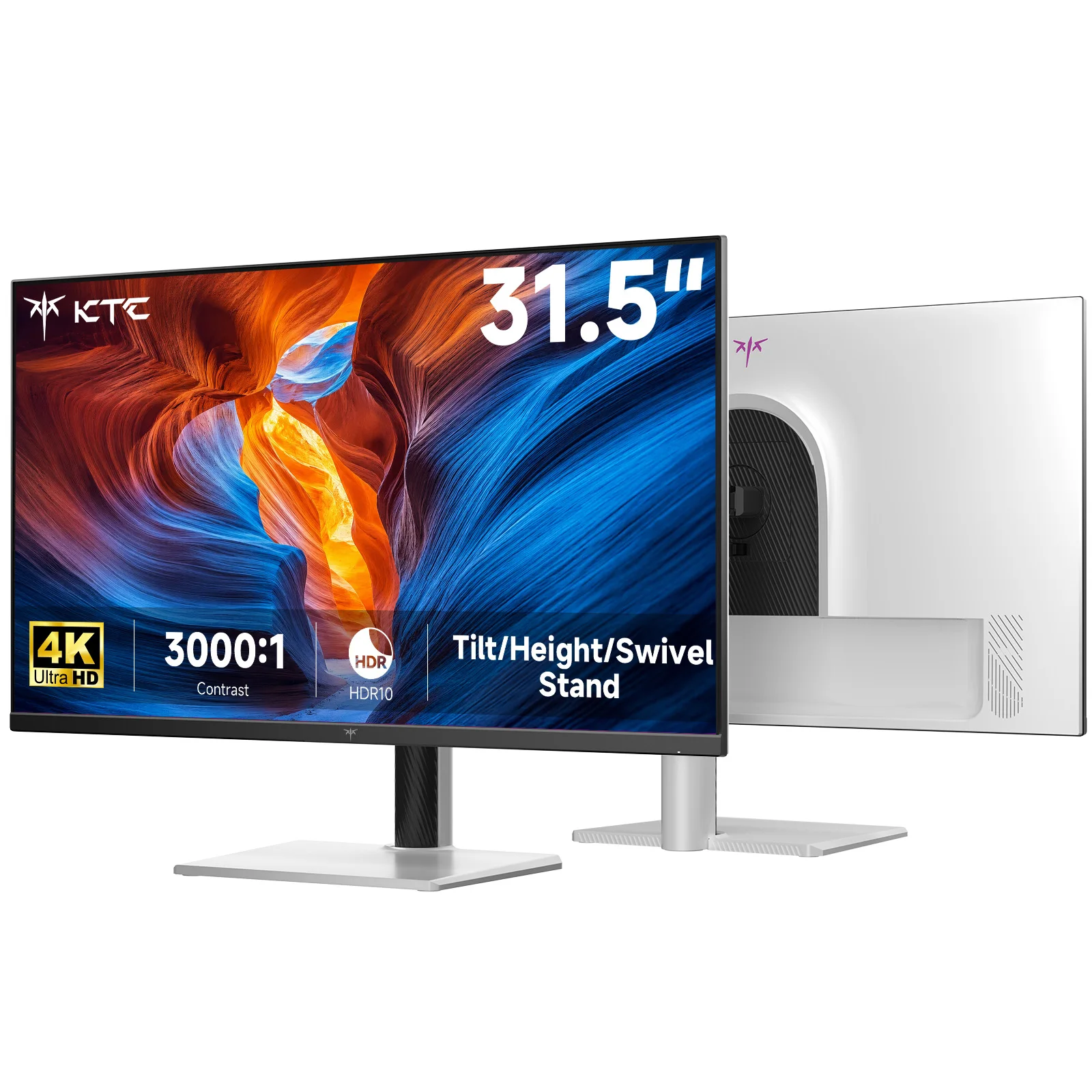 KTC 32 Inch 4K UHD Computer Monitor, 3840x2160 White PC Monitor with VA Panel, HDR10, H32U6