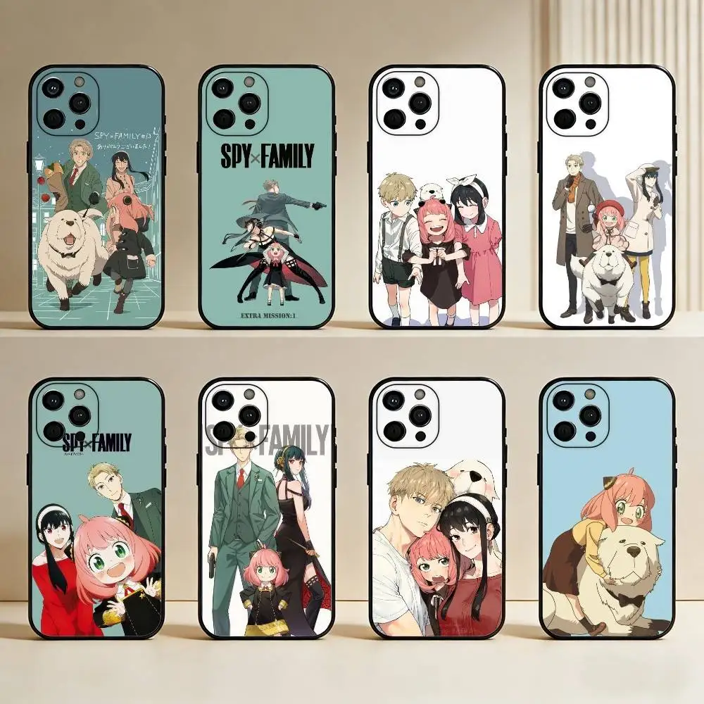 

Cute Anime Spy X Family Phone Case For iPhone17,16,15,14,13,12 Plus,Max Soft Silicone Black Cover