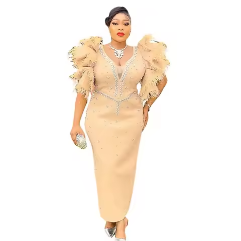 Dashiki African Dresses for Women 2025 Autumn African Short Sleeve V-neck Party Evening Long Maxi Dress Christmas Dress Outfits