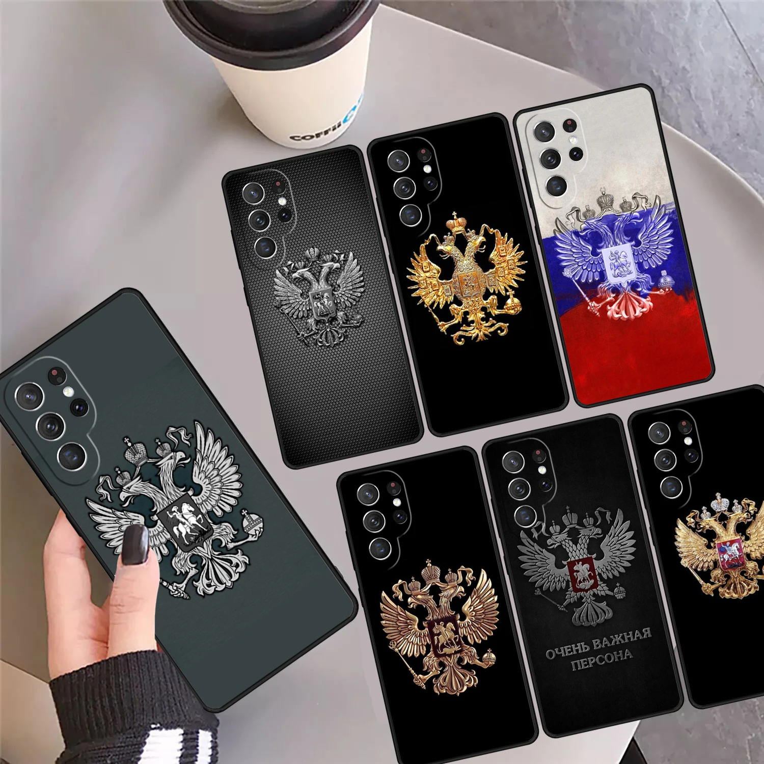 Russia Flag national emblem Phone Case Cover For Samsung Galaxy S24 Ultra 23 S22 Plus S21 FE S20 S8 S9 S10 Note 10 Pro Note 20