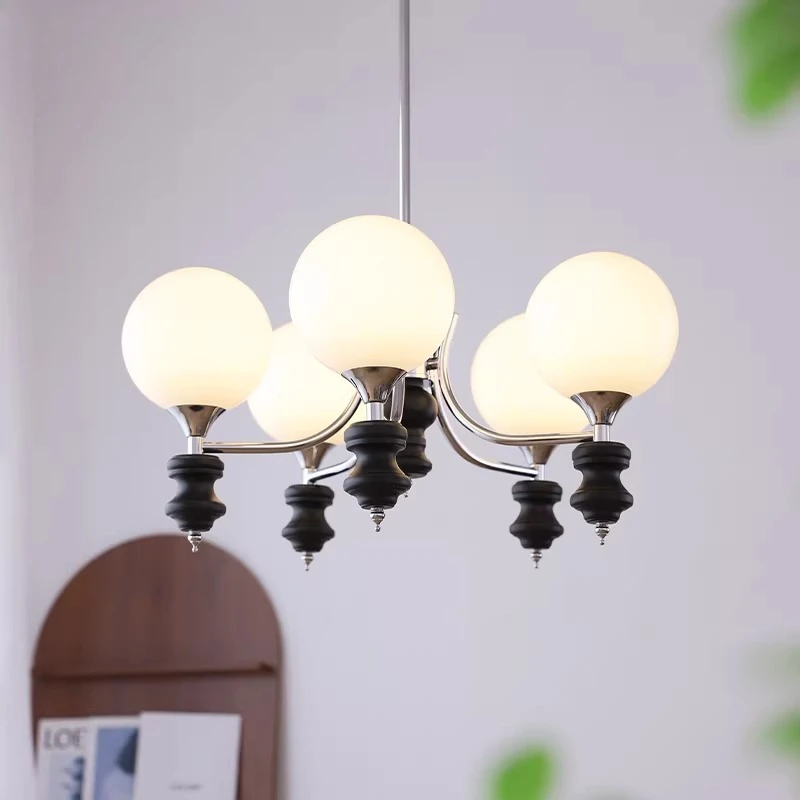 Light Luxury French Glass Chandelier Medieval Bauhaus Restaurant Parlour Nordic American Children's Room Bedroom Pendent Lamp
