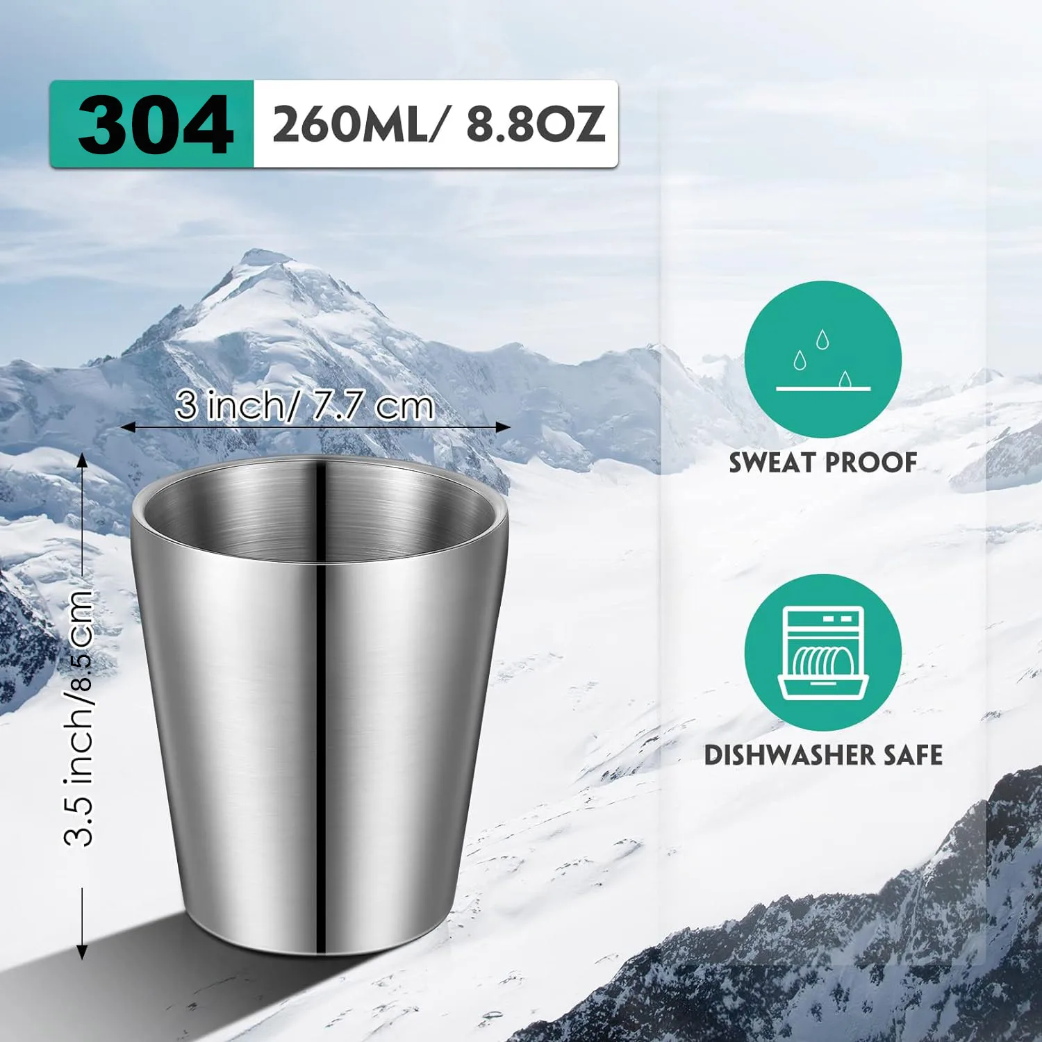 Stainless Steel Cups Double Wall Tumbler Glasses Stackable Glasses Metal Drinking Cups Insulated Drinking Glasses Reusable