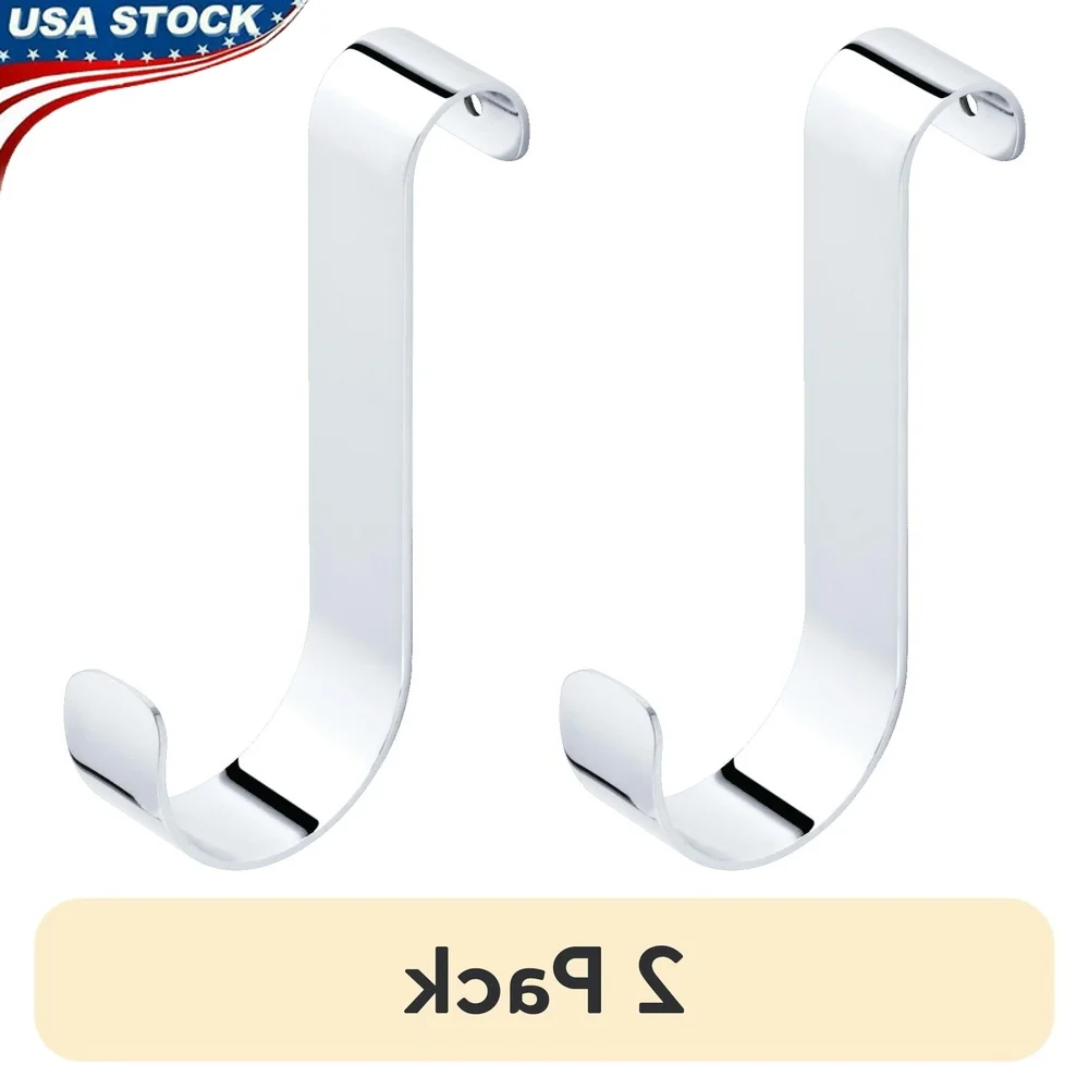 

Over the Door Towel Bar Hooks Chrome 2 Pack Durable Hanging Storage Towels Robes Cosmetic Bags Rust Resistant Steel Construction