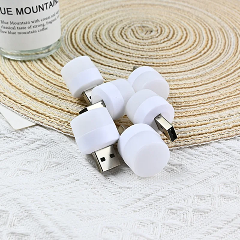 Mini USB Night Light com plugue, proteção para os olhos, leitura de livros, computador, carregamento de energia móvel, lâmpada LED, branco quente, 1-5pcs