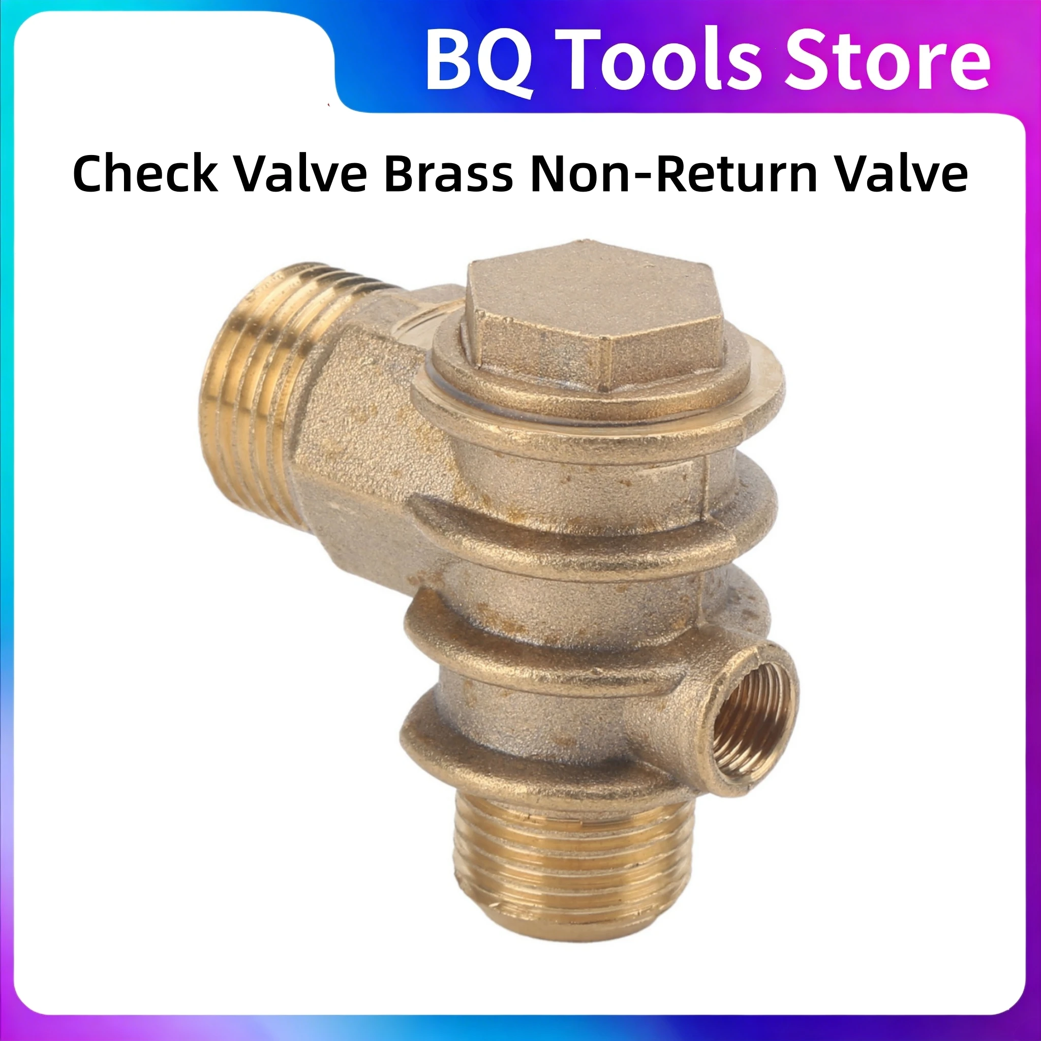 Check Valve Brass Non‑Return Valve 1 Way Pneumatic Check Valve Air Compressor Accessories G1/2 x 3/4-16UNF x M10