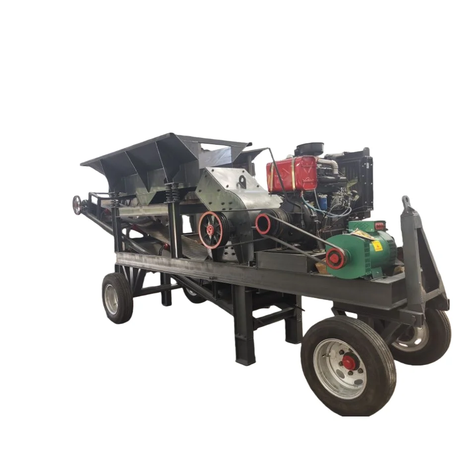 YG 10 15 20 Tph Hammer Crusher Mill Combine diesel Engine Vibrating Feeder Belt Conveyor and Vibrating Screen on the Mobile Trai
