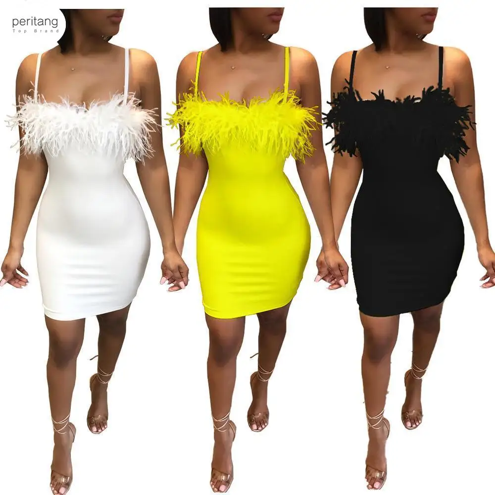 

Fahion Sexy Strapless Backless Feather Black Midi Women Bodycon Bandage Dress Designer Fashion Party Club Dress Vestido Female