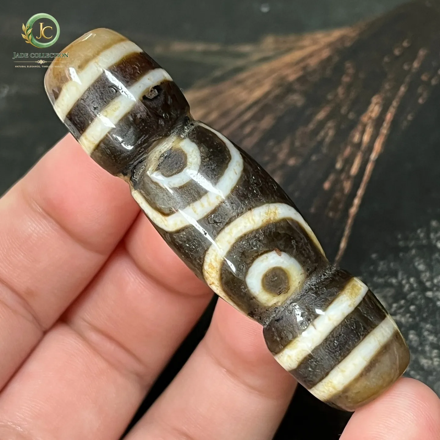 Magic Tibetan Old Agate DZi *3 Eyes* Bead Amulet pendant 58mm Z0416