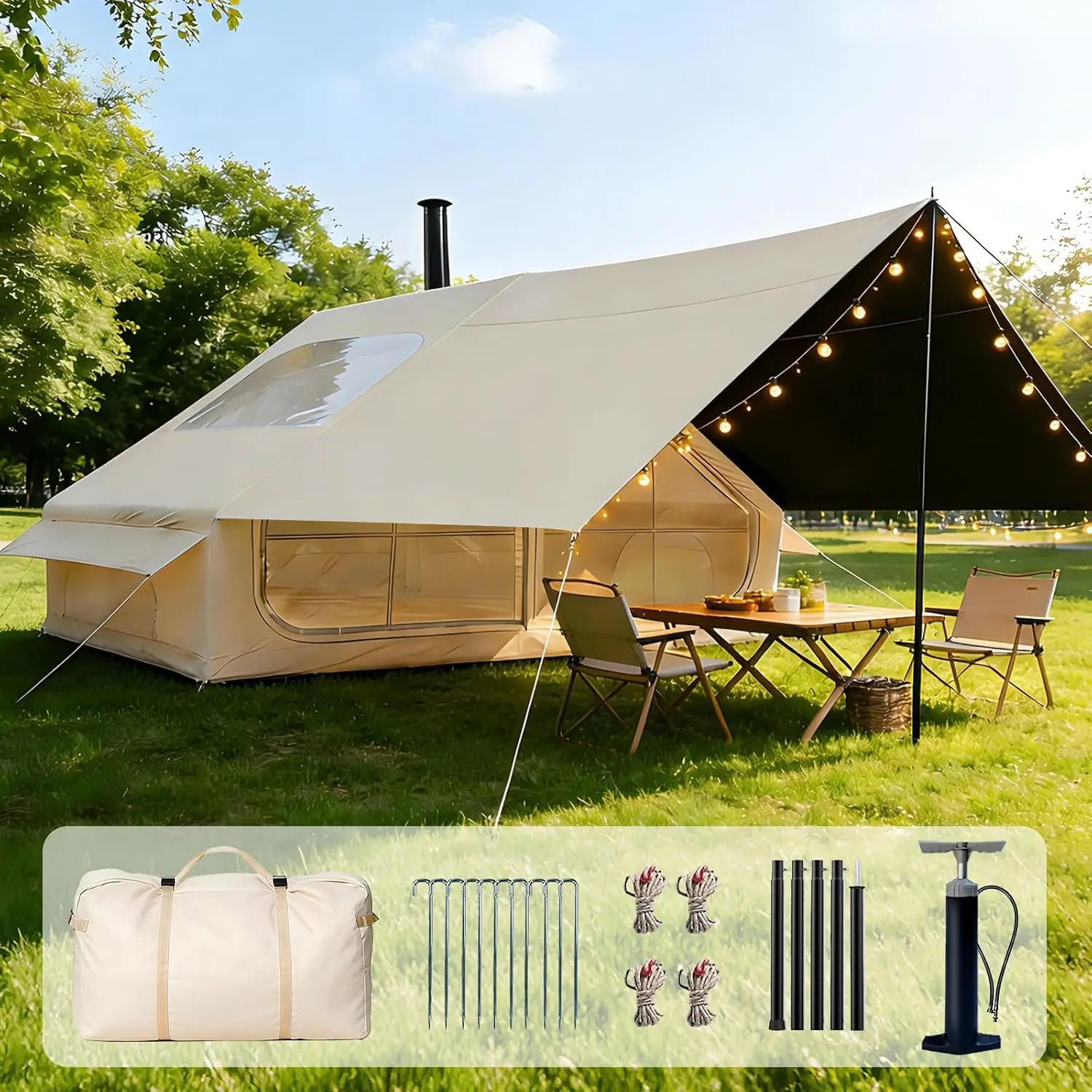 Camping Inflatable Tents Glamping Blow Up Tent Pump