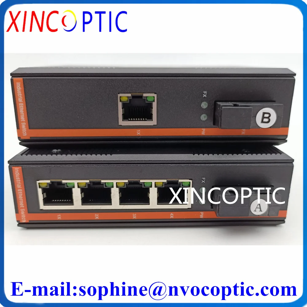 1Pair 1*100Base-X+4*10/100Base SC Industrial 10/100/1000Mbps Megabit Unmanaged DIN-Rail IP40 DC12~52V Fiber Media Converter