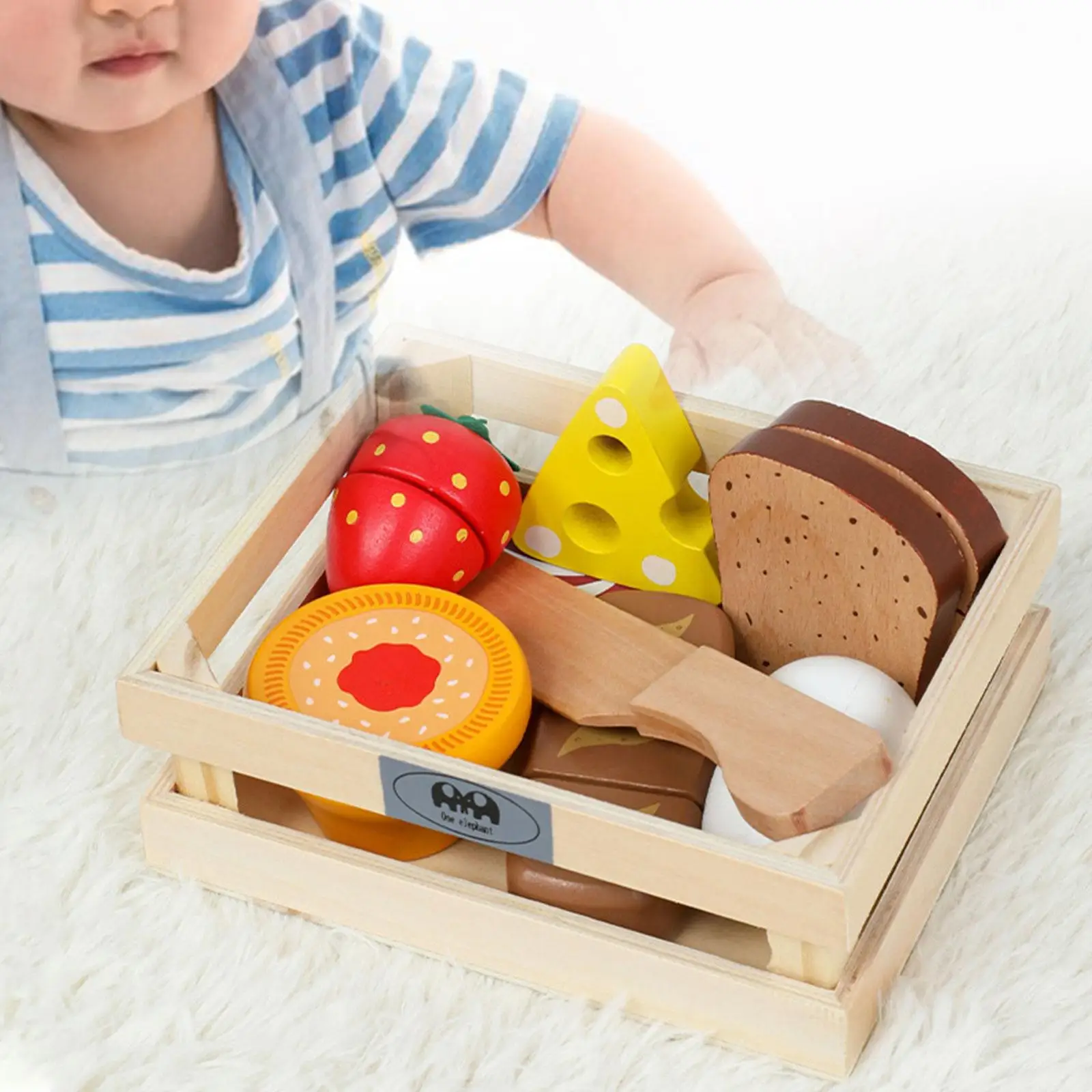 

Wooden Play Food Sets, Kids Kitchen Set Wooden Classic Game, Pretend Cooking