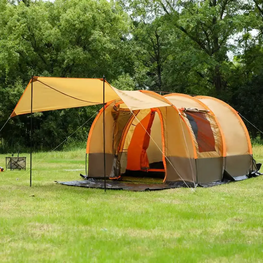 Outdoor tunnel tent 4-6 people, small one-bedroom and one-hall tent, portable folding large-capacity quick-opening canopy tent