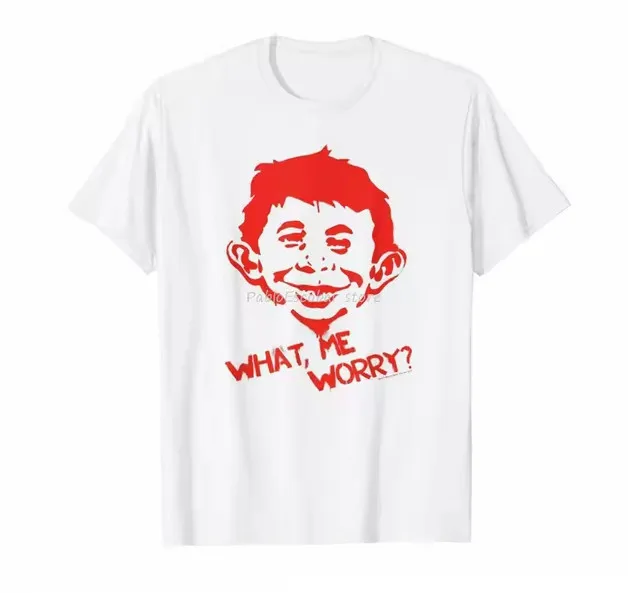 What Me Worry Alfred E. Neuman Humor Mad Magazine White T-Shirt S-5Xl