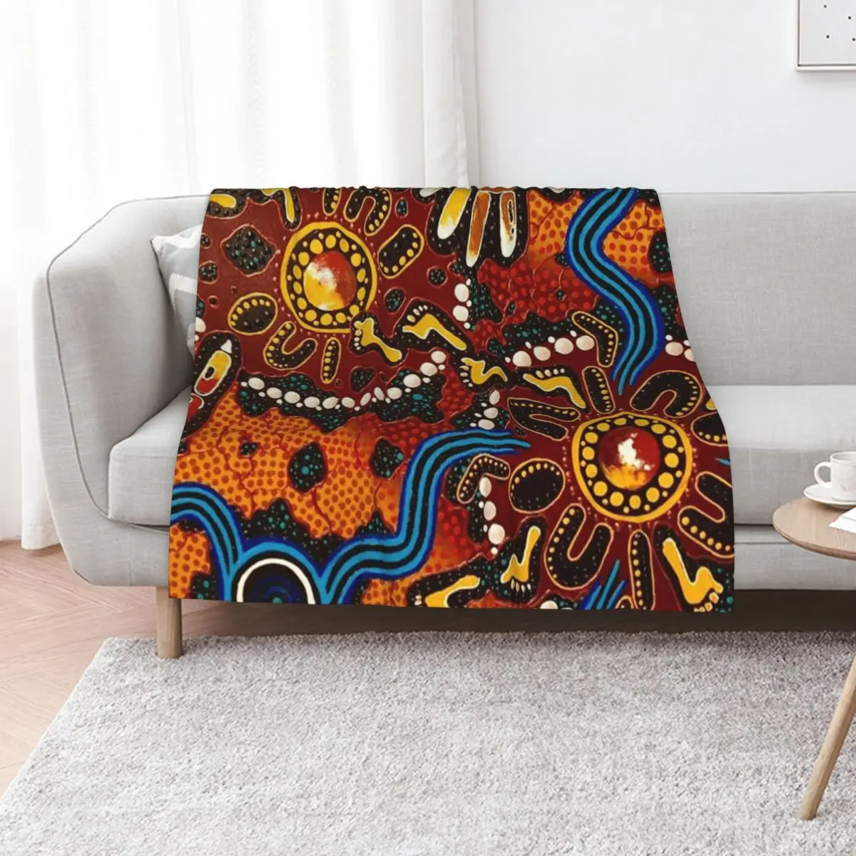 

Australian aboriginal art Throw Blanket Heavy Flannel Fabric Sofas Bed Fashionable Blankets