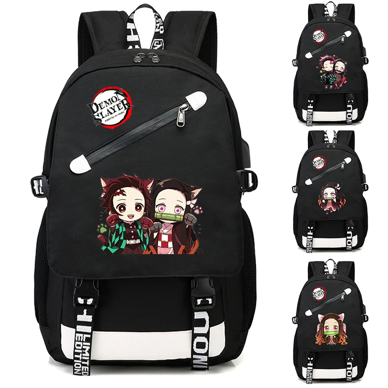 Demon Slayer Backpack Back To School Teenage Student Anime Cartoon Schoolbag Girl Boy Rucksack Kid Gift Women Travel Bag Mochila