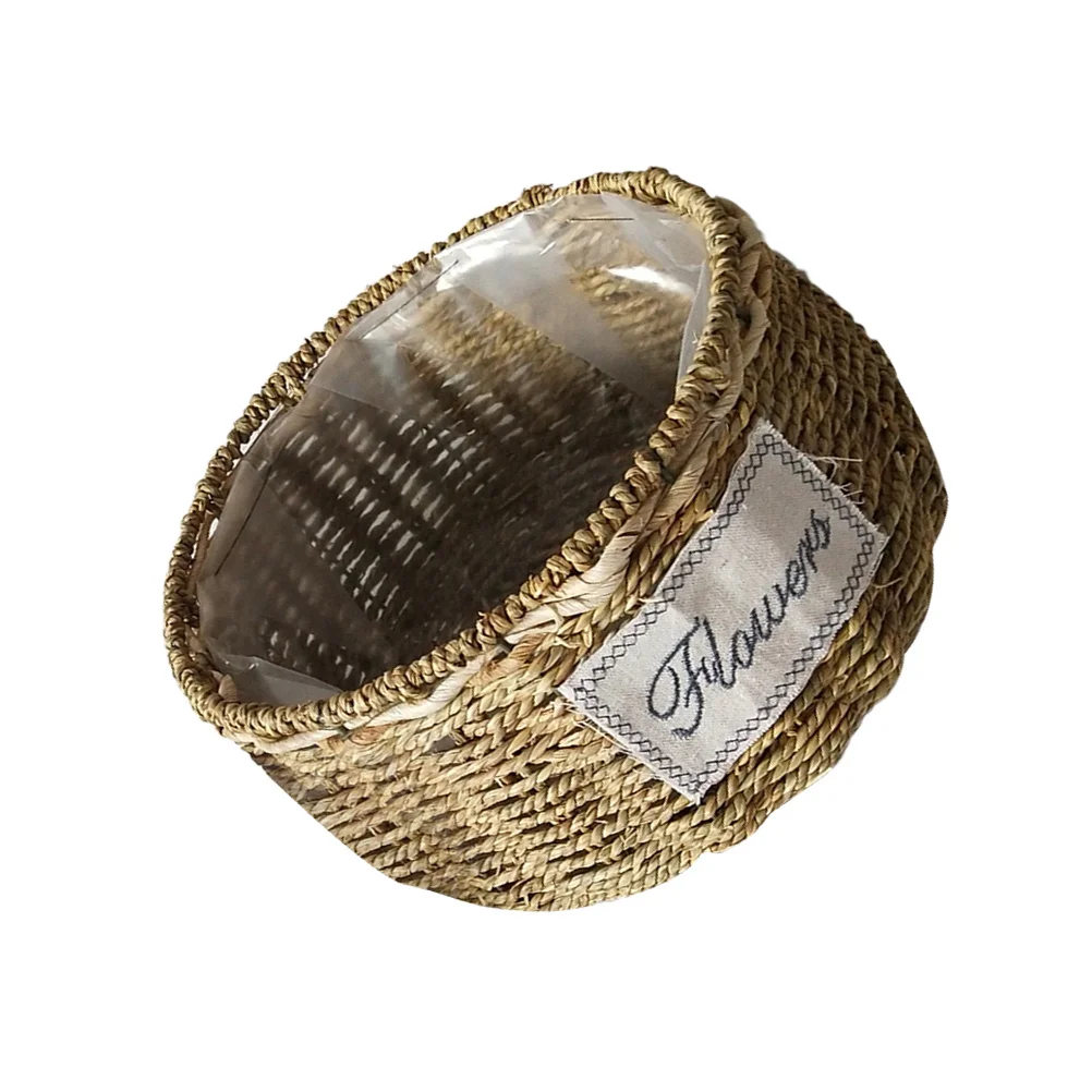 

Straw Woven Flower Pot Durable Handcrafted Planter For Home Garden Decor Functional Basket Planting Flowers