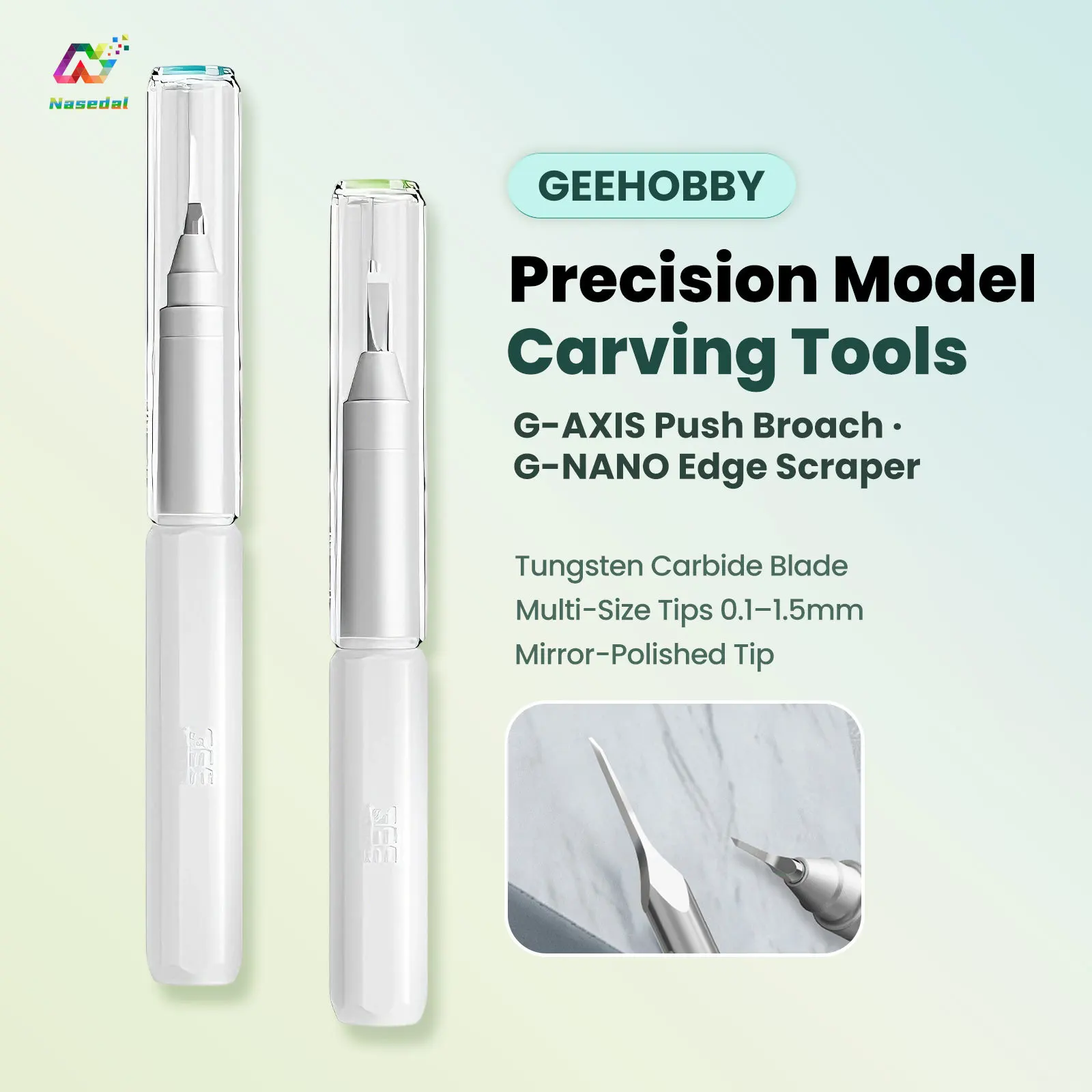 GeeHobby G-AXIS Push Broach & G-NANO Edge Scriber Precision Panel Line Scribing Tool for Gundam Scale Model Building DIY Hobby