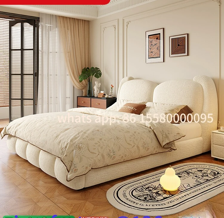 

Customizable French cream bed girl master bedroom double bed small apartment