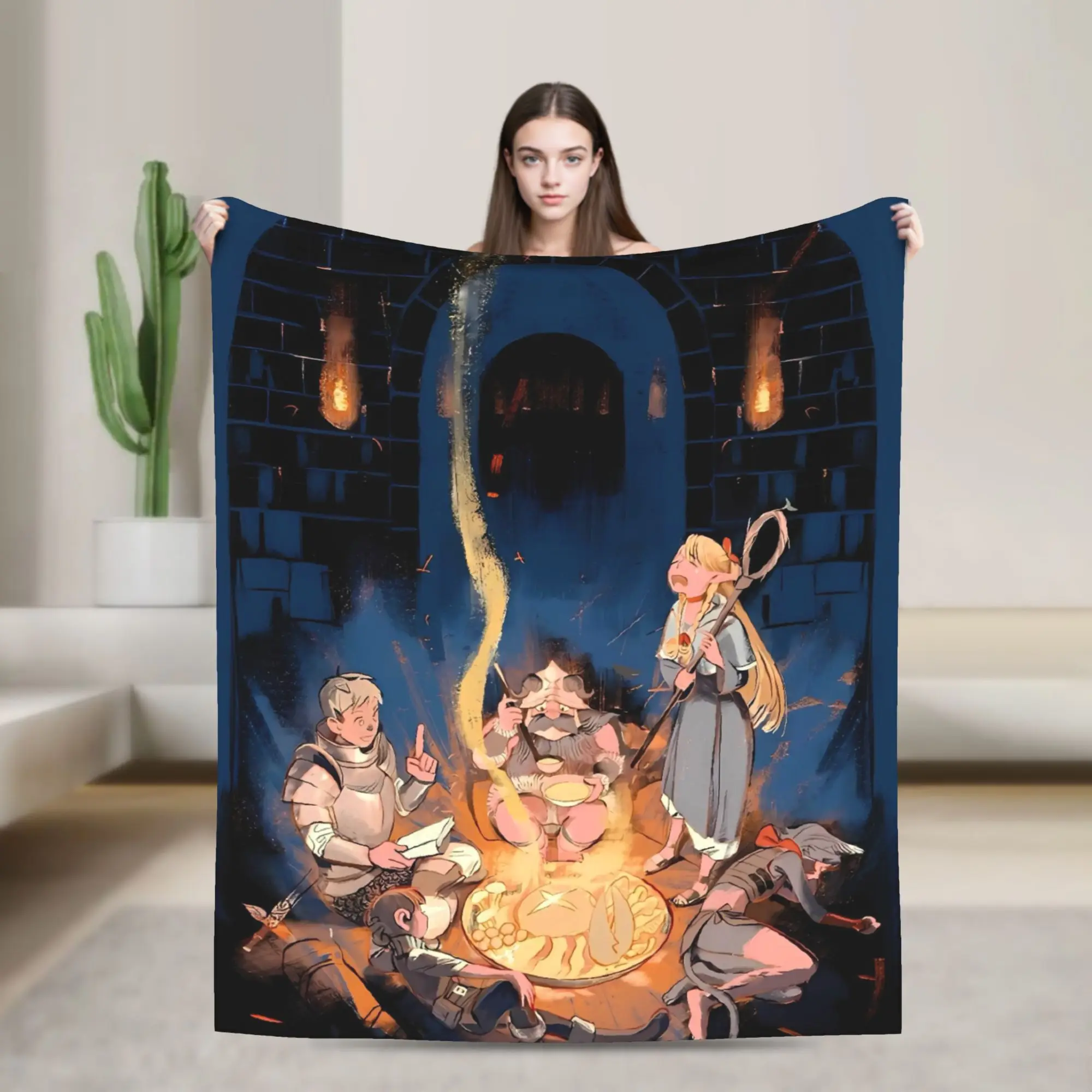 

Dungeon Meshi Warm Blanket Delicious in Dungeon Picnic Plush Bedding Throws Comfortable Home Decor Bedspread Sofa Bed Cover