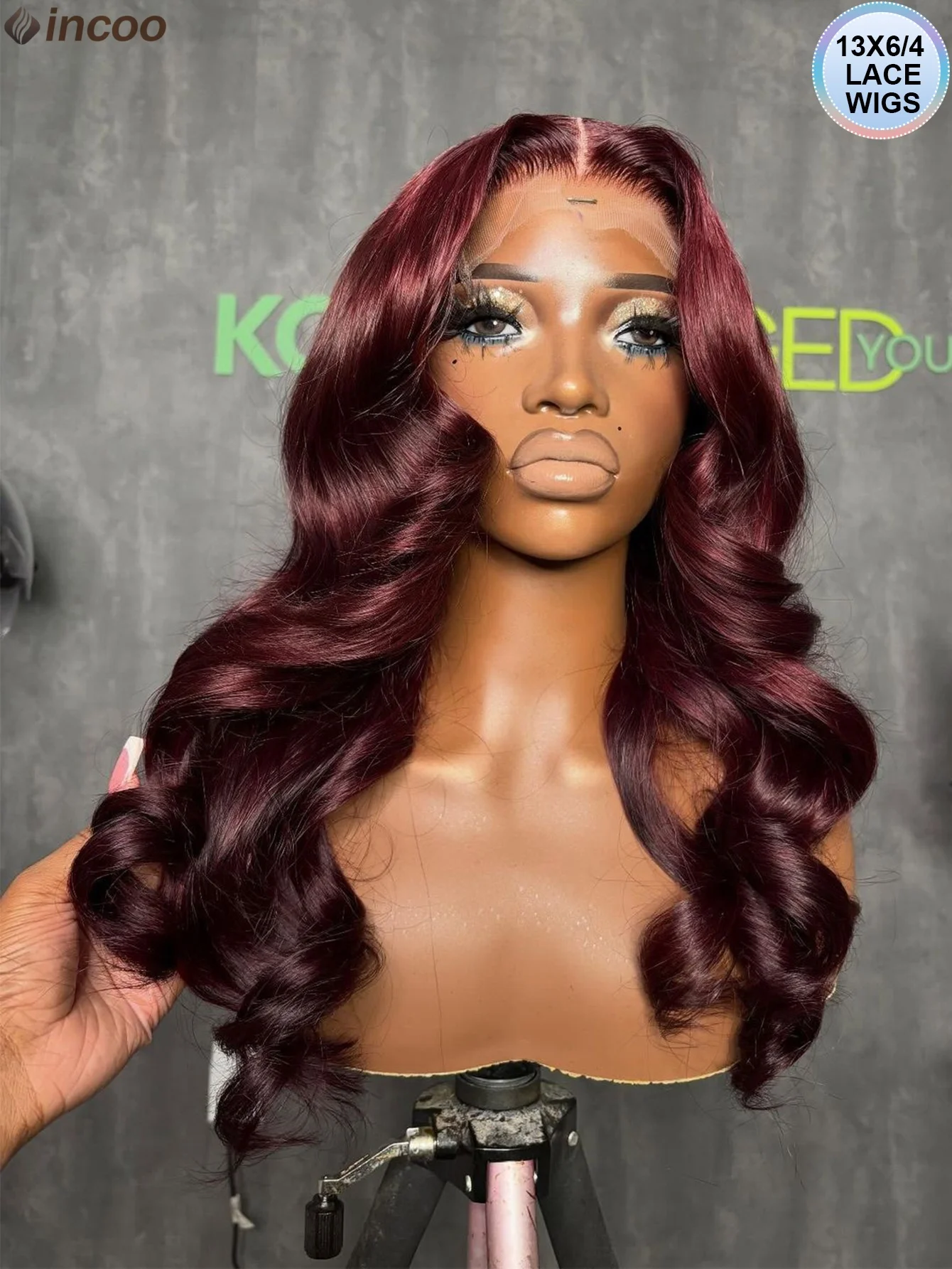 

34 дюйма 99J Бордовый 13X6 Hd Прозрачный парик фронтальной части шнурка Парики из натуральных волос Bone Straight 13X4 Парик фронта шнурка предварительно выщипанный для женщин