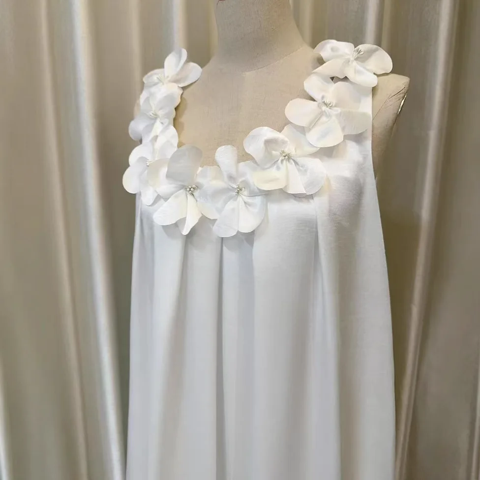 แฟชั่นผู้หญิงใหม่ชุดราตรี Elegant 3D ดอกไม้แขนกุดหญิง Elegant Boho Maxi ชุด