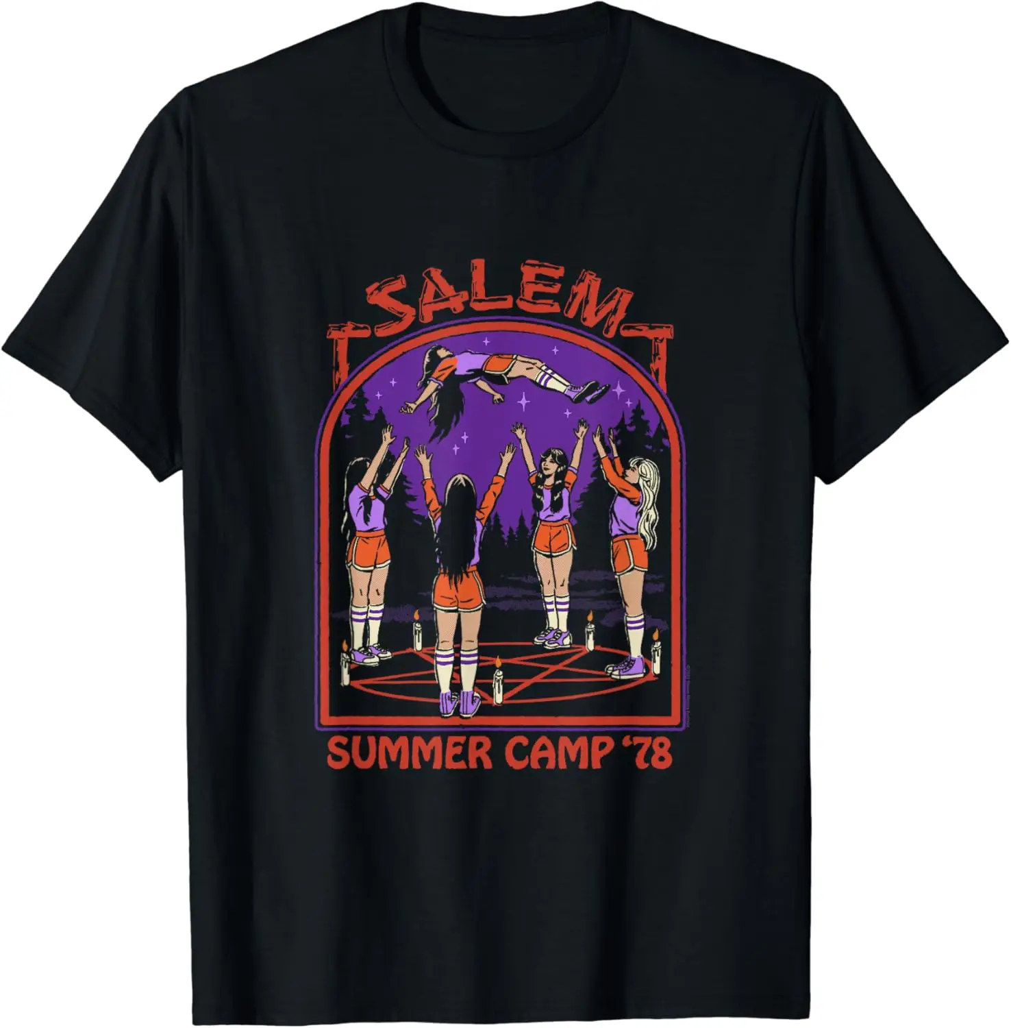 Steven Rhodes Salem Witch Summer Camp '78 Retro Dark Humor T-Shirt