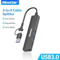 MeeGoo 2 in 5 USB HUB 5Gbps High Speed 5 Ports Type-C Splitter USB 3.0 Adapter Type C Hub Converter USB Splitter For PC Laptop
