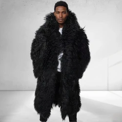 Men's Natural Sheepskin Coat Men Fur Coat Extra Long Full Skin Real Fur Jackets Luxury Mongolian Fur Coats