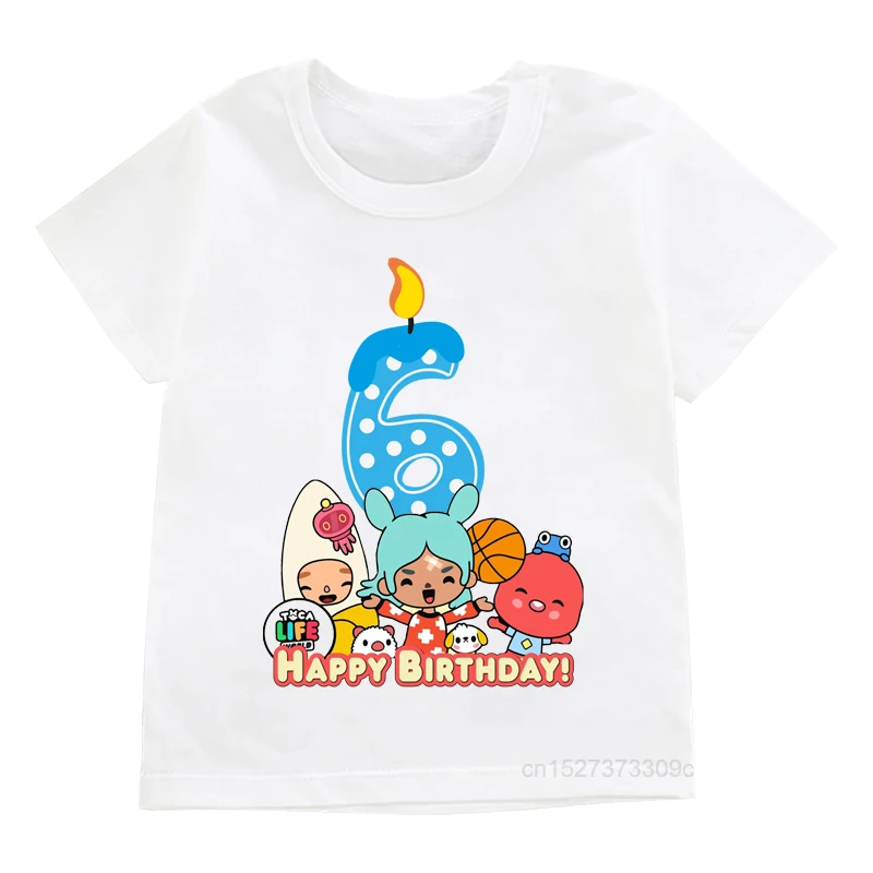 Koszulka dziecięca 1-9 Koszulki urodzinowe Hot Game Toca Life World Cartoon Print T Shirt Girls And Boys Tops Kids Cute Clothes