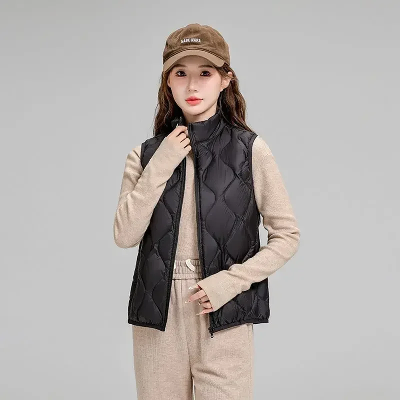 

Осенне-зимний женский пуховый жилет с коротким воротником-стойкой для поездок на работу