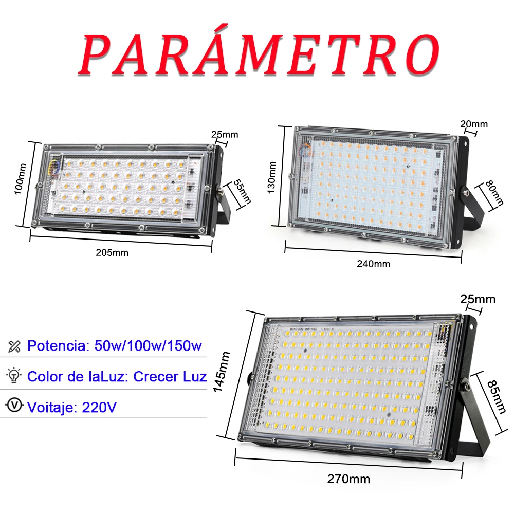 Reflector LED impermeable para exteriores, farola de 50W, 100W, 150W y 220V, foco de paisaje para interiores