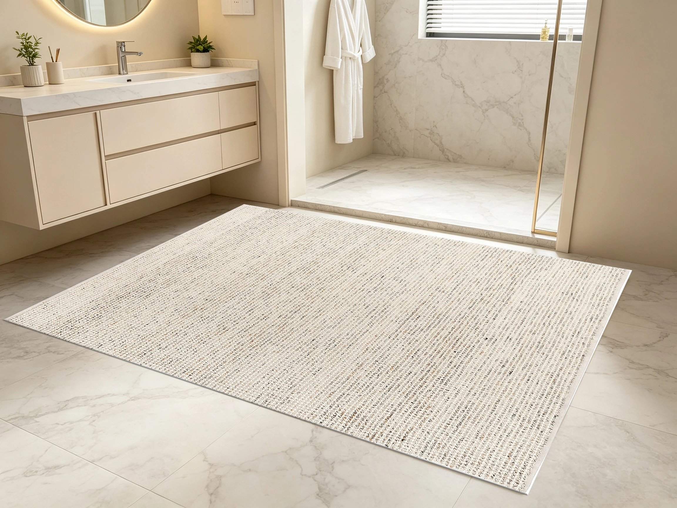 Beige‑Mix Textured Area Rug, Soft Mottled Surface, for Autumn Winter Home Refresh, Decor for Entry and Living Room
