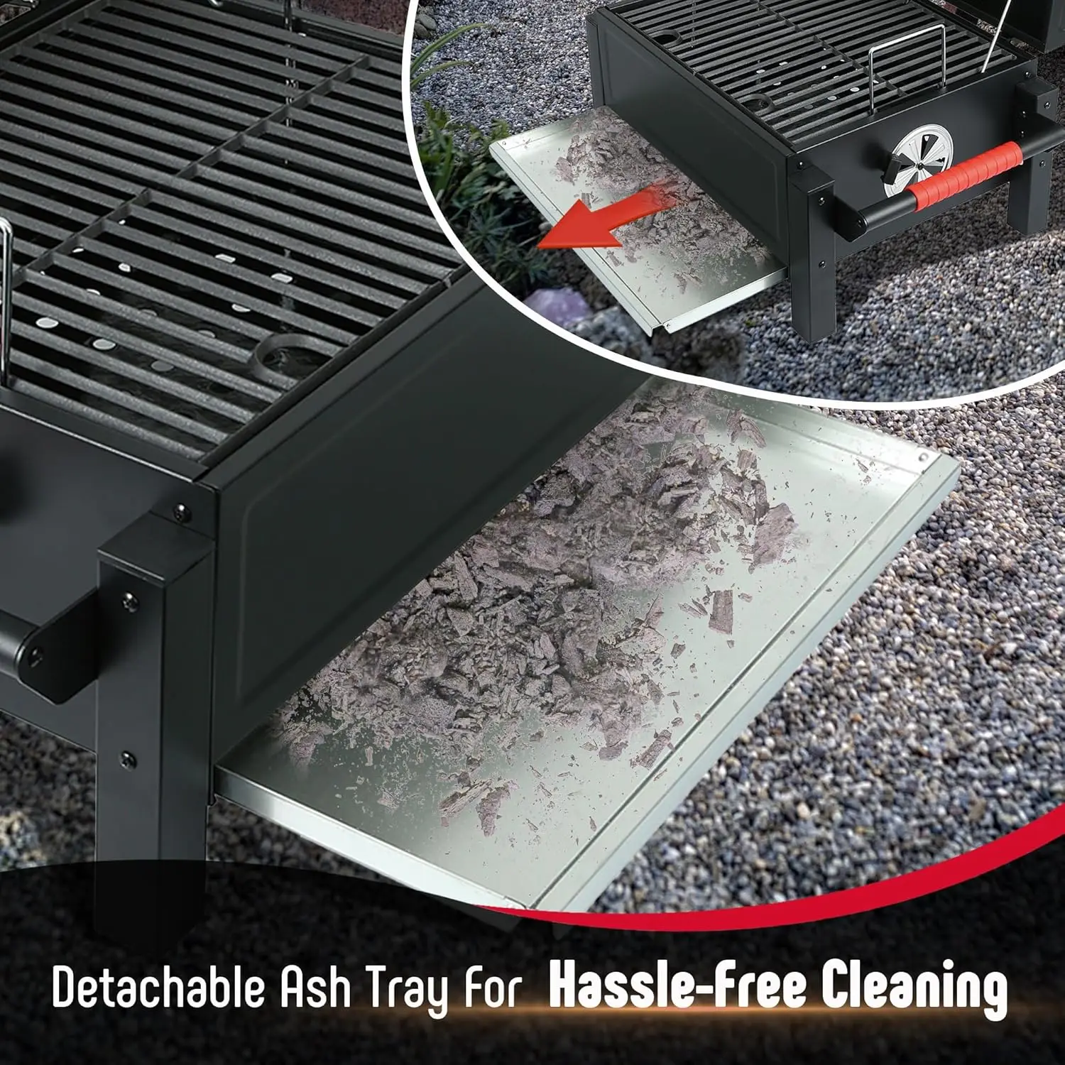 鋳鉄火格子付きポータブル木炭バーベキューグリル、354平方メートルの卓上木炭グリル。 調理エリア内