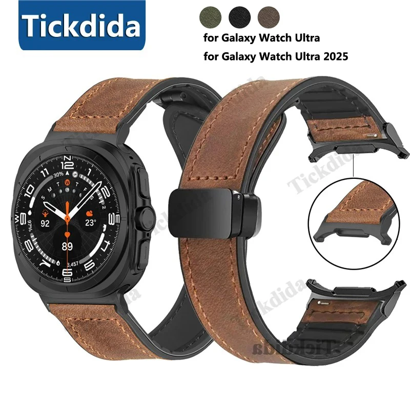 Genuine Leather Strap for Samsung Galaxy Watch Ultra 2025 47mm WatchBand for Galaxy Watch 7 Ultra Bracelet Correa Accessories