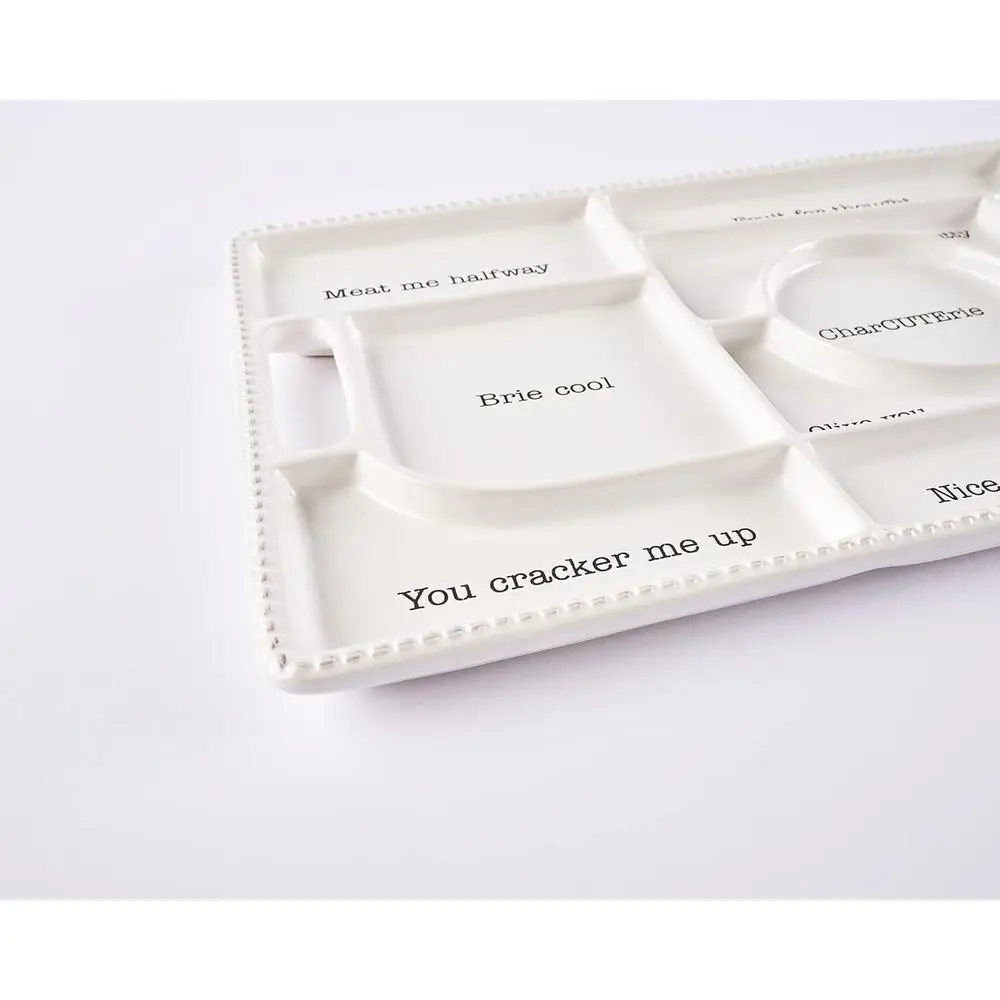 Elegant White Charcuterie Tray, 11.75 x 22 Inches