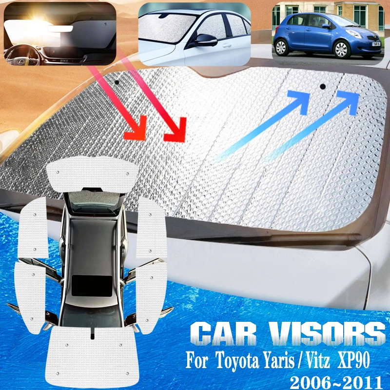 

Car Full Sun Visors For Toyota Vitz XP90 Hatchback 2006~2011 2010 Anti-UV Car Window Shading Sun Protector Visors Accessories