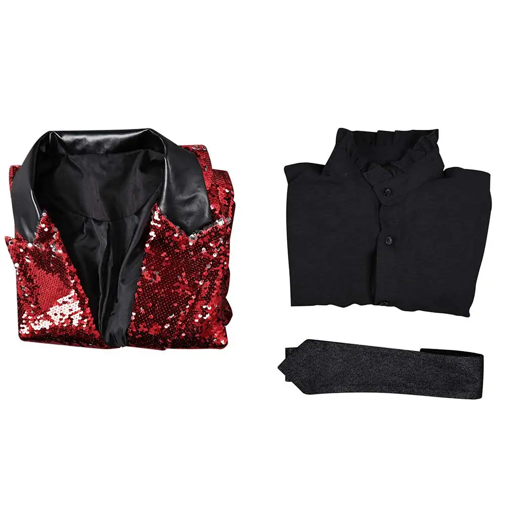 Ghost Cosplay Mannen Rode Blauwe Jas Kostuum 2024 Film Rite Hier Rite Nu Rolleplay Outfits Shirts Stropdas Volledige Set Halloween Pakken