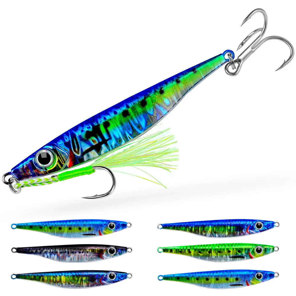 

1pcs Metal Fishing Bait 10g-40g Sinking Sea Bass Lead Jig Fish Lure 5 Color Artificial Lifelike Jigging Lure Bass Hook LF143