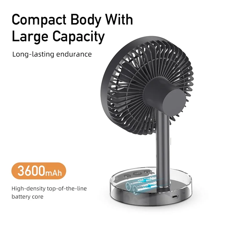 VEHO-Summer New Desktop Small Fan Usb Home Smart Digital Display Office Mini Desktop Night Light Electric Fan