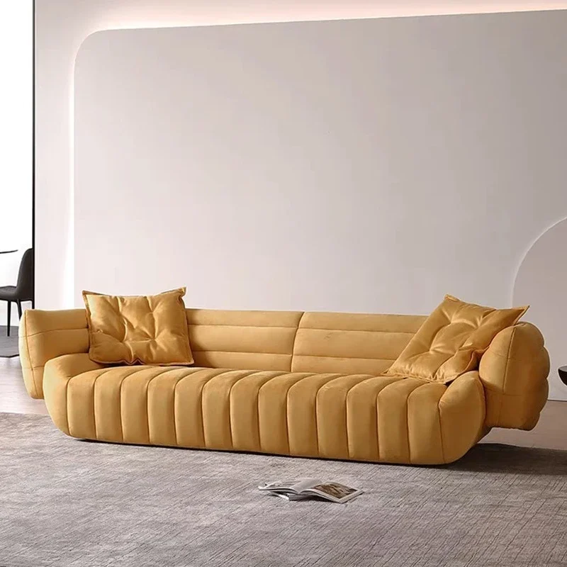 Italian minimalist straight row living room matte fabric sofa