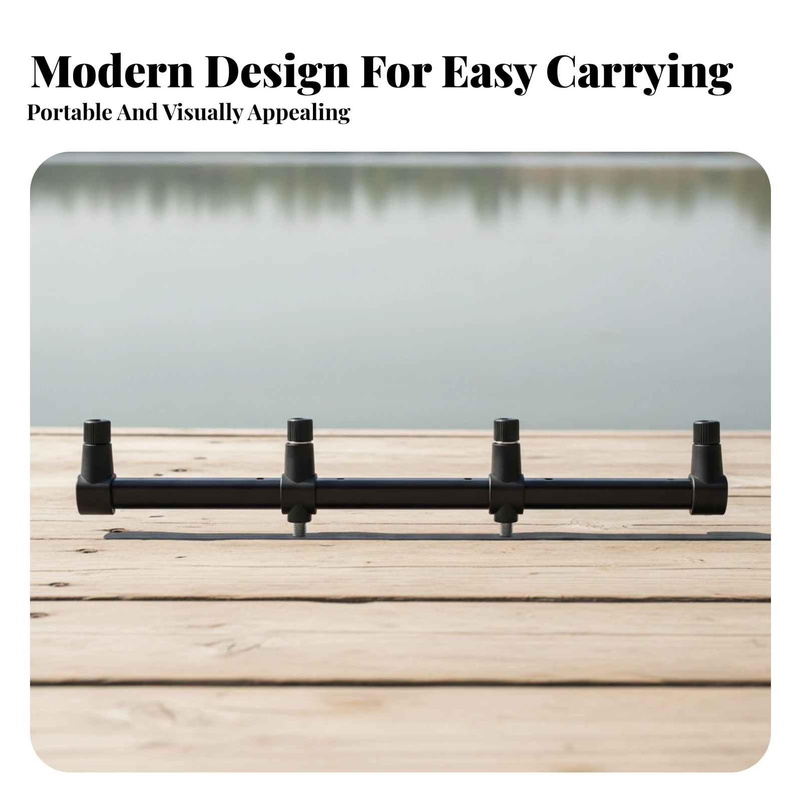 Two-Way-Direction Four-Head Rod Holder Fishing Rod Support Crossbar Black