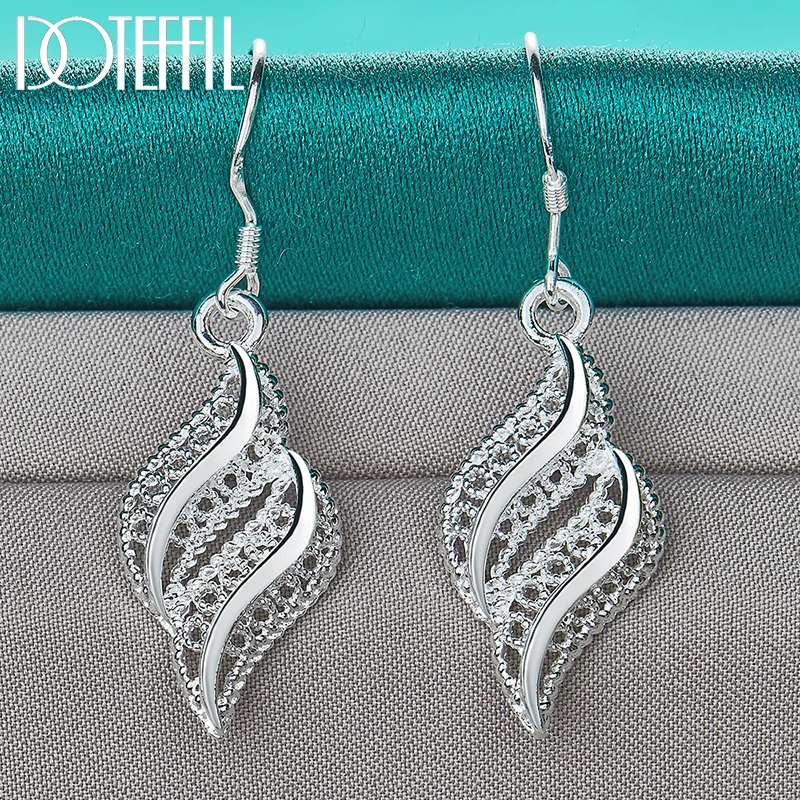 Doteffil 925 Sterling Zilveren Bladeren Leaf Drop Earring Voor Vrouw Lady Wedding Engagement Party Mode-sieraden