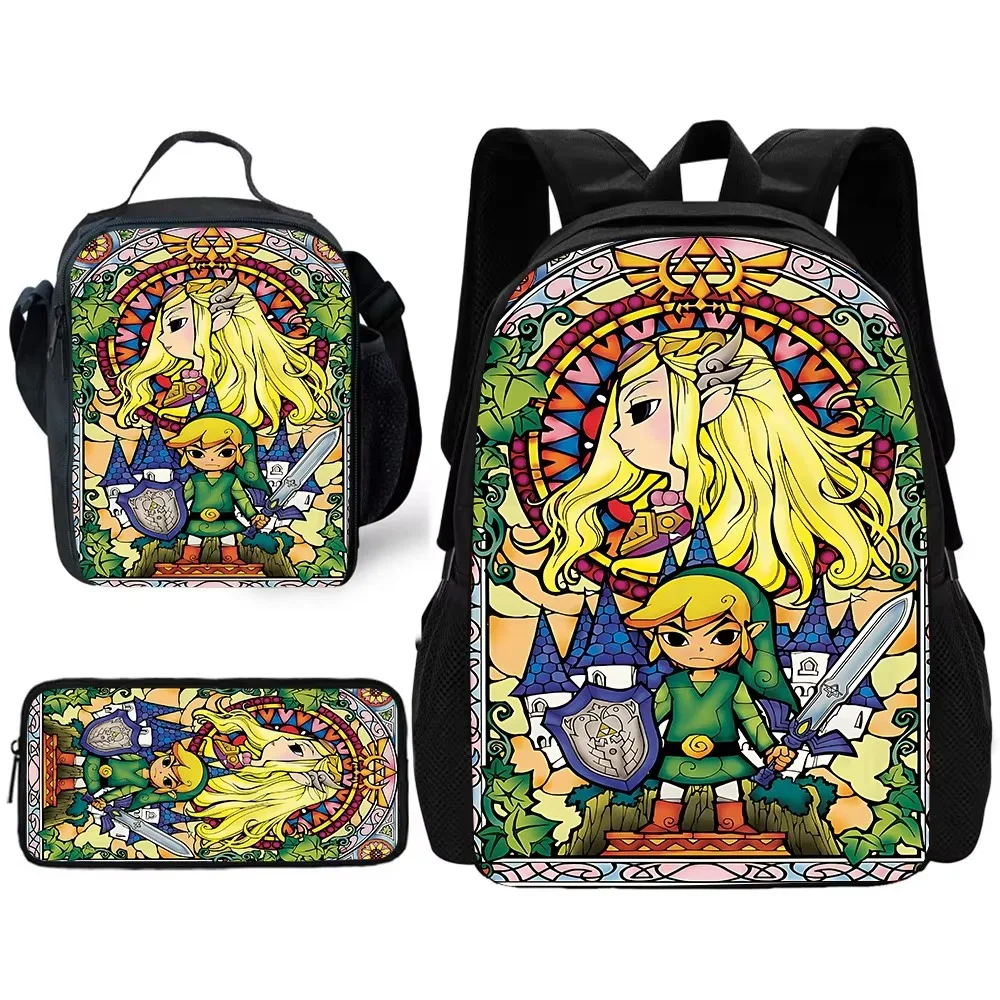 Game The L-legends of Child School Backpack with Lunch Bags ,Pencil Bags ,School Bags for Z-zeldas Boys Girls Best Gift