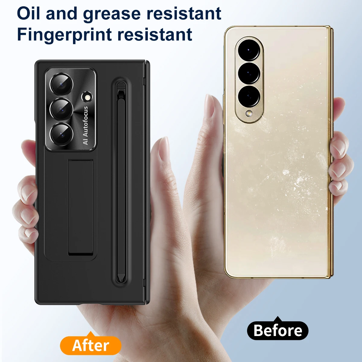 

С сенсорной ручкой для Samsung Galaxy Z Fold 7 6 5G ПК + кожаный шарнир для защиты от ударов, противоударная подставка, полная защита, складной чехол