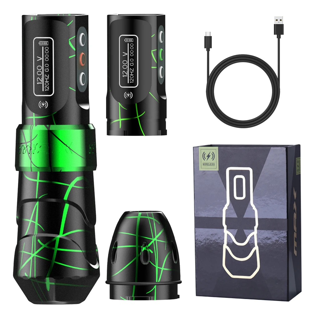 Max Professional Kabellose Rotations-Tattoomaschine Permanent Make-up Maschinen LED Digitalanzeige 3,5mm Hub Tattoo Pen Zubehör